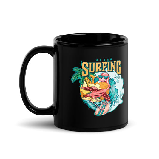 Flamingo Surfing Coffee Mug