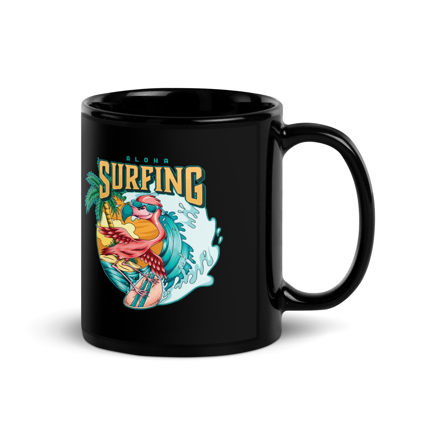 Flamingo Surfing Coffee Mug