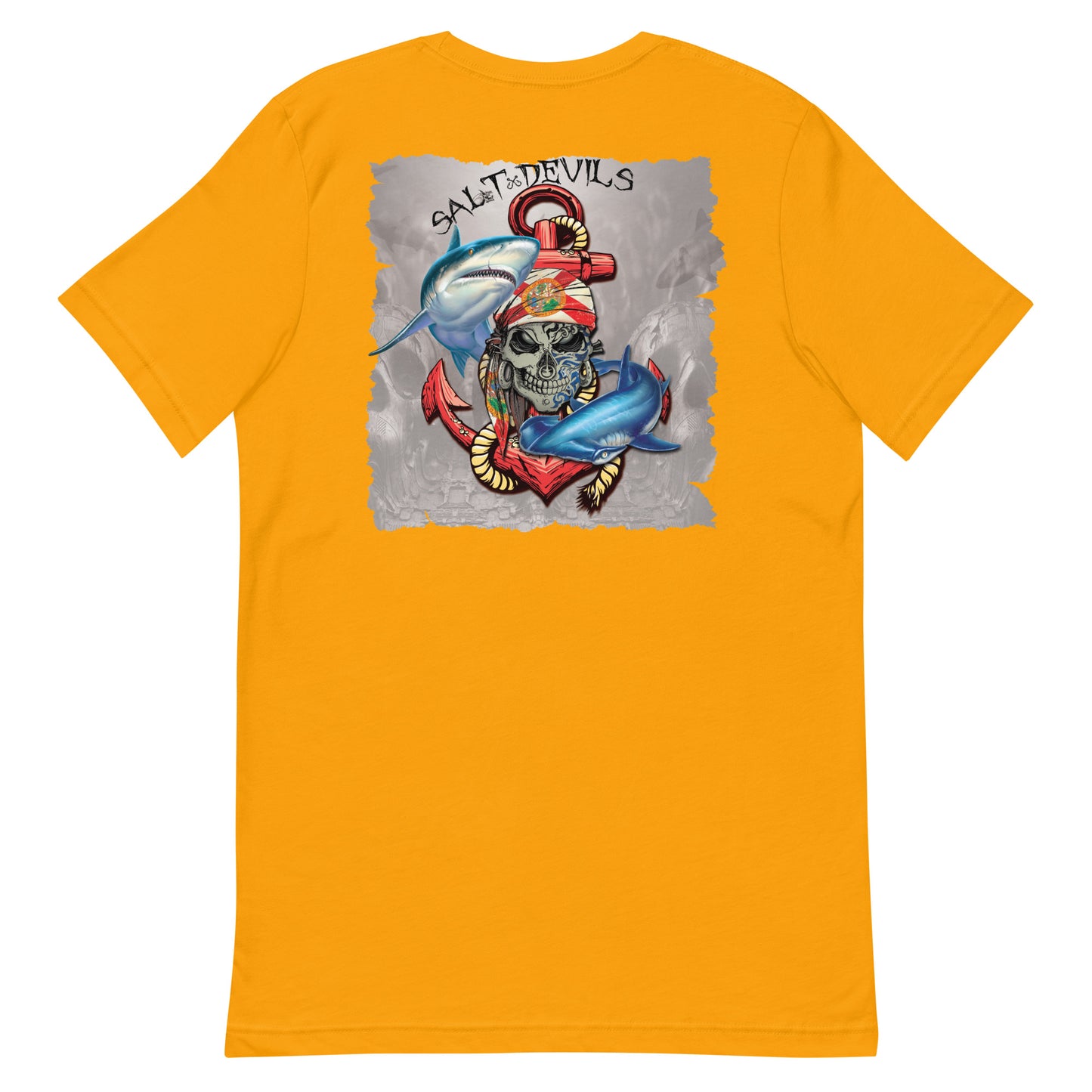 Florida Shark Anchor Metal Skull Unisex T Shirt