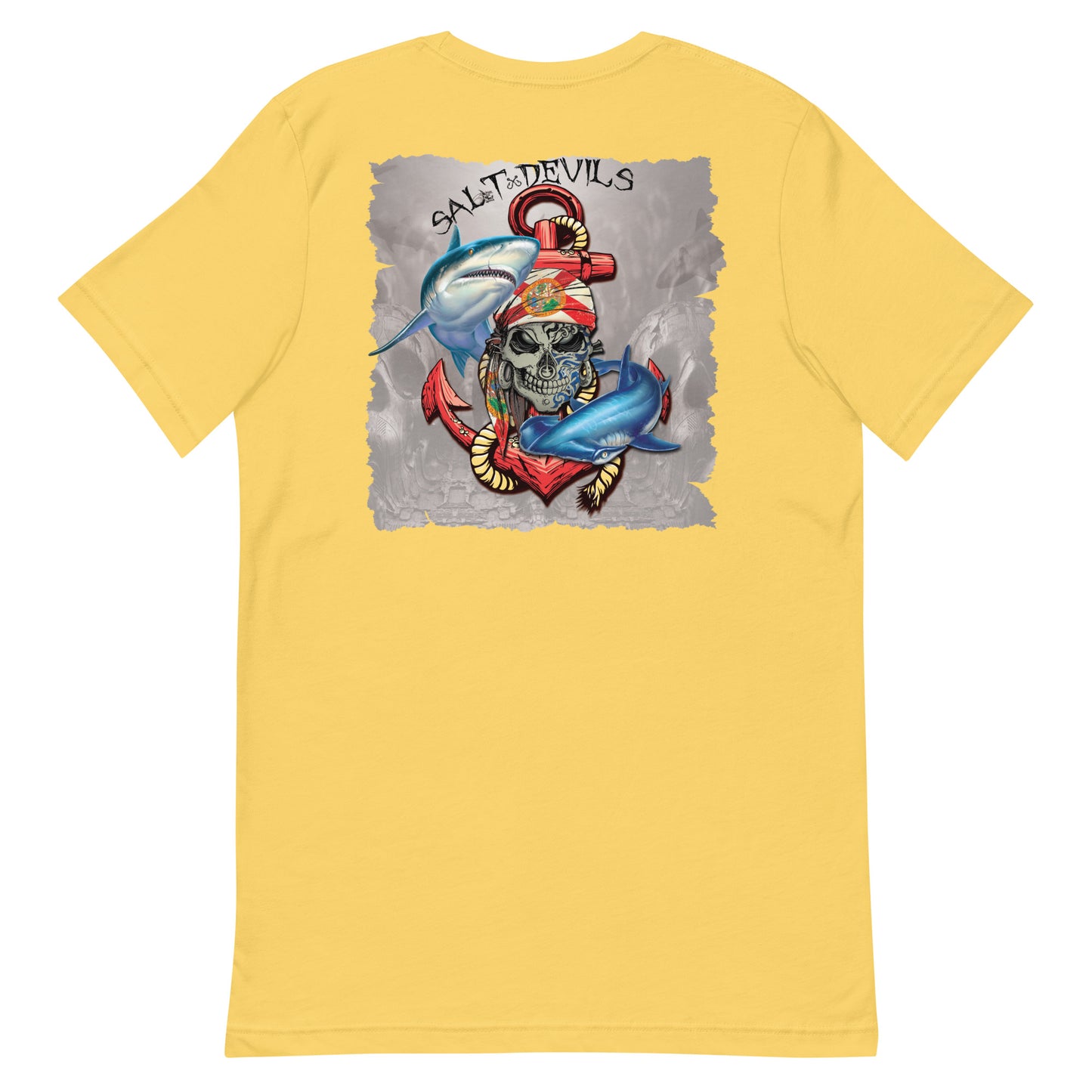 Florida Shark Anchor Metal Skull Unisex T Shirt